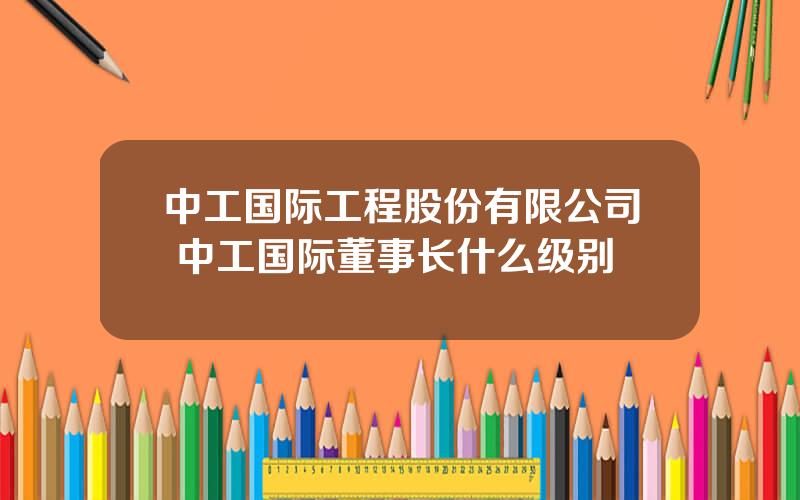 中工国际工程股份有限公司 中工国际董事长什么级别